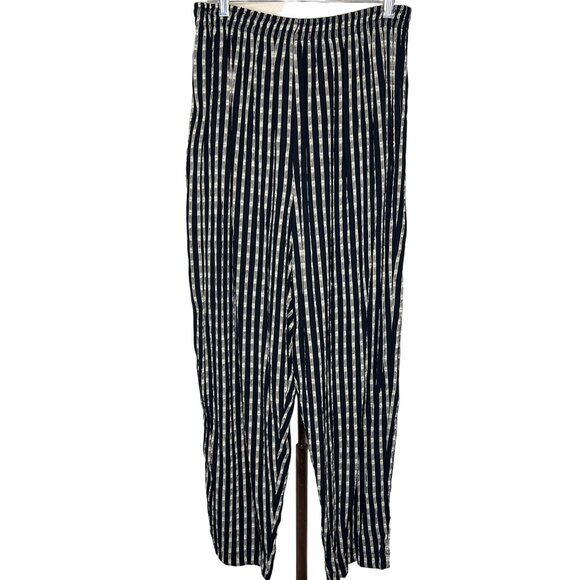 A.K.S. Pants - AKS dress pants 1XL black & white plaid stripe USA wide leg